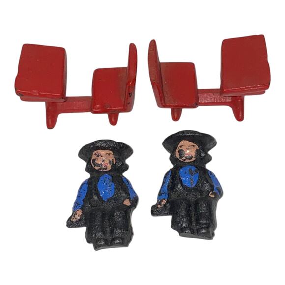 Vintage Cast Iron 2 Amish Boys Red School Desk 1997 John Wright Figurines - A999 - Picture 5 of 9